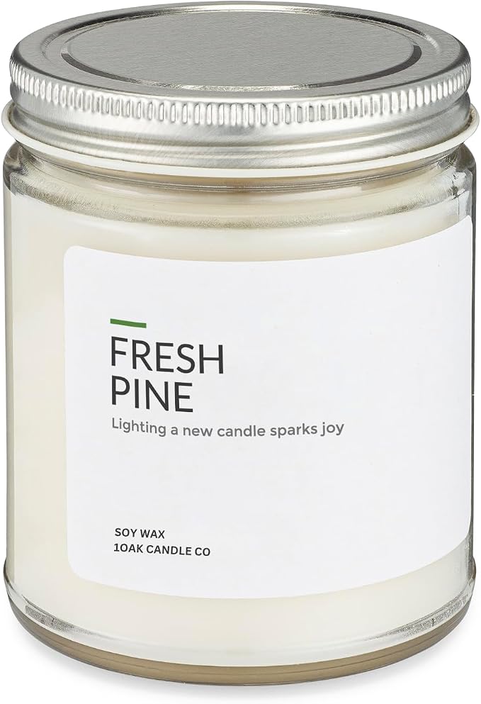 Soy Wax Candles (Fresh Pine) - Pine Candle - Soy Candles for Home Scented - Long Burning Premium - Hand-Poured (7oz.)