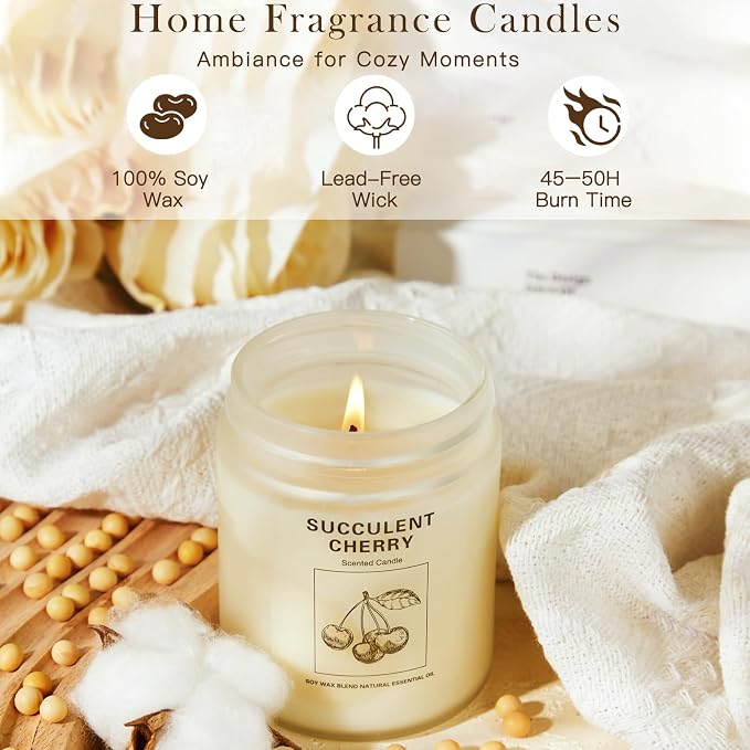 Soy Wax Scented Candle Gift Set, 4 Pack Lavender, Orange & Ginger, Vanilla Scents, Long Lasting Aromatherapy Candles for