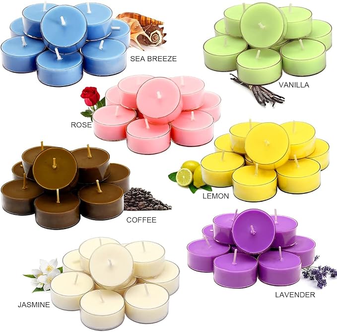 SoyWax Scented Tealight, 12 Pack Natural Fragrance Long Lasting Clear Cup Aromatherapy Candle Set, Smokeless& Long