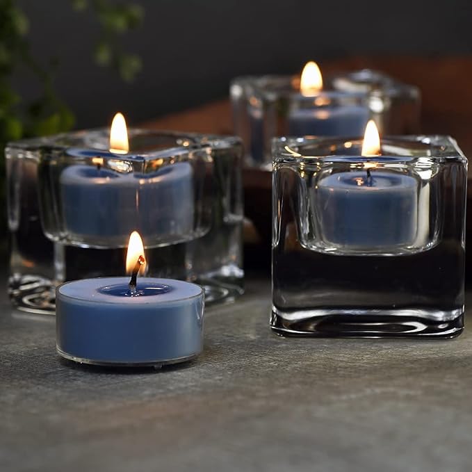 SoyWax Scented Tealight, 12 Pack Natural Fragrance Long Lasting Clear Cup Aromatherapy Candle Set, Smokeless& Long