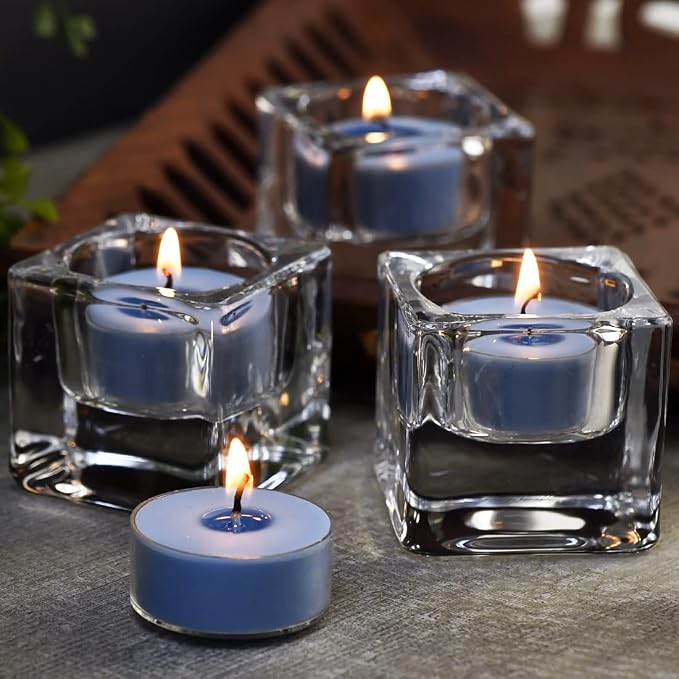 SoyWax Scented Tealight, 12 Pack Natural Fragrance Long Lasting Clear Cup Aromatherapy Candle Set, Smokeless& Long