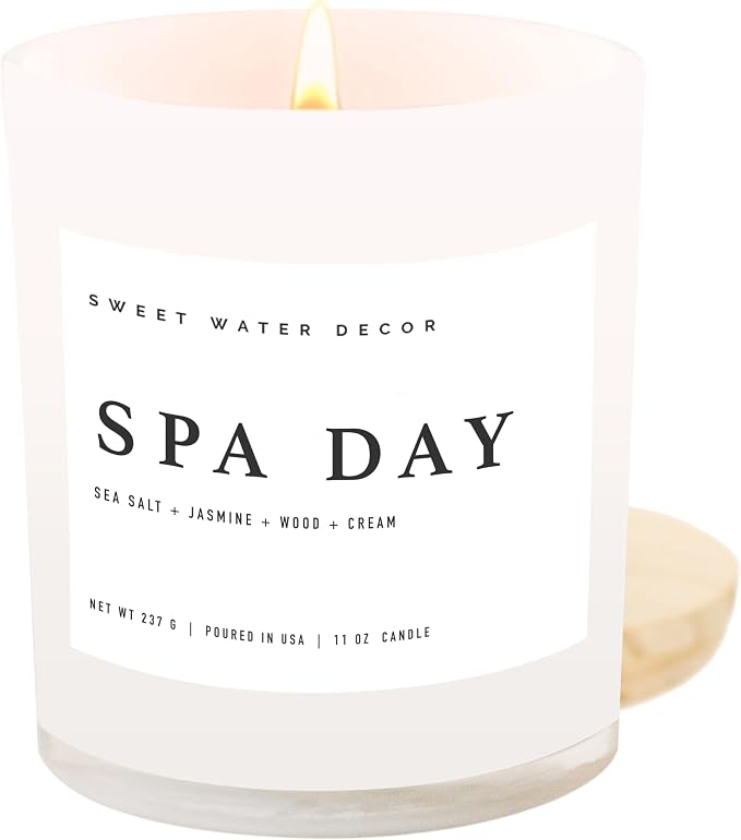 Spa Day Candle - Spa Scented Soy Wax Candle for Home - Sea Salt, Jasmine, Wood, and Cream, product image