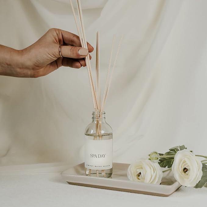 Spa Reed Diffuser Set - Sea Salt, Wood, and Cream Scented Reed Diffuser for Home, alternate product view 4
