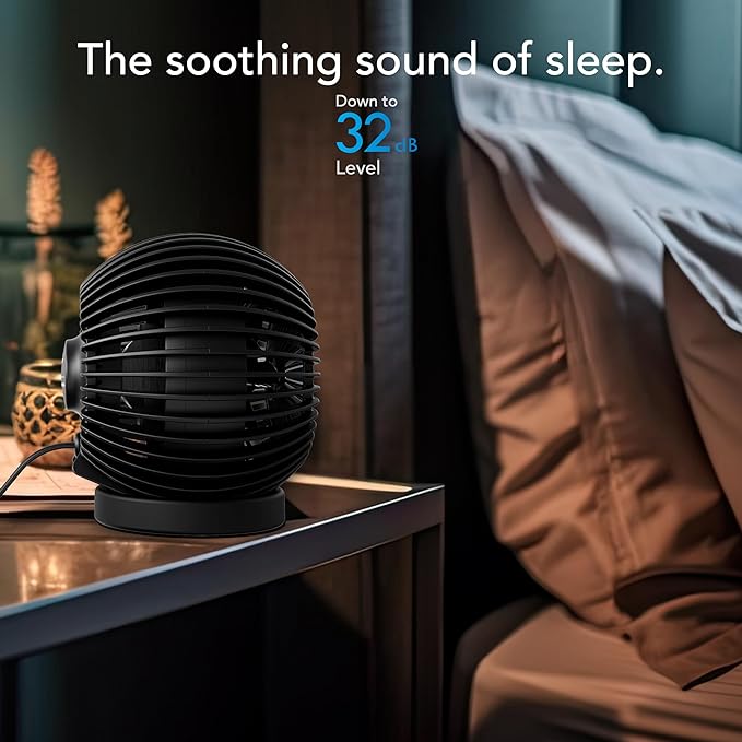 SPHERE Personal Adjustable Fan, Quiet Operation, Targeted Cooling Airflow, 2 Speed Settings, Manual Control, Detachable Base
