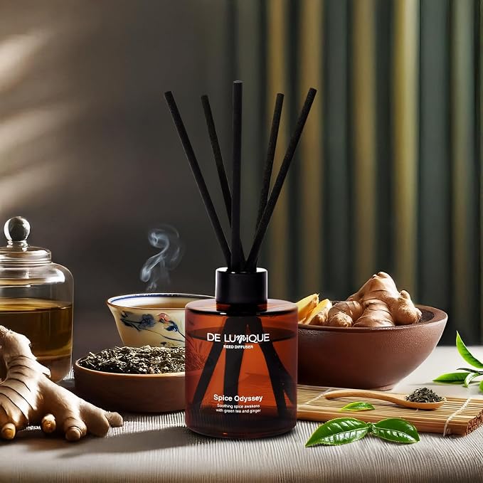 Spice Odyssey Luxury Reed Diffuser – Aromatherapy Diffusers for Home with Green Tea, Ginger, alternate product view 3