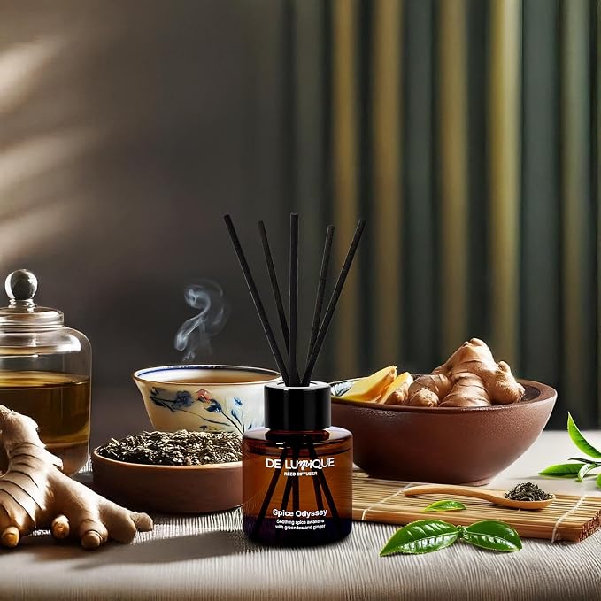 Spice Odyssey Luxury Reed Diffuser – Green Tea, Ginger, Moss & Bergamot Scent – Long Lasting Diffusers for Home, alternate