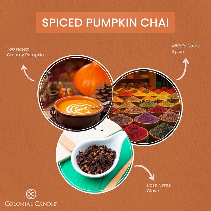 Spiced Pumpkin Chai Scented Jar Candle, Pop of Color Collection, 3 Wick, 14.5 oz - Up to 60 Hours Burn, alternate product