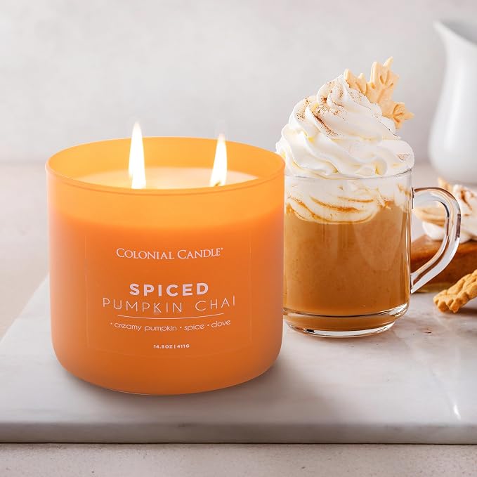 Spiced Pumpkin Chai Scented Jar Candle, Pop of Color Collection, 3 Wick, 14.5 oz - Up to 60 Hours Burn, alternate product