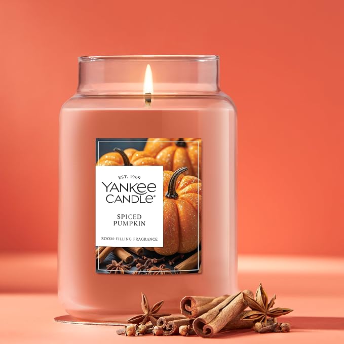 Spiced Pumpkin, Fall Scented Candle, 22oz Large Jar with up to 150 Hour Burn Time, Giftable, alternate product view 4