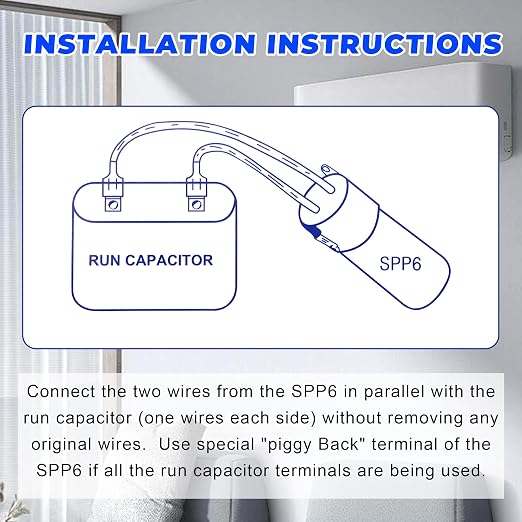 SPP6 Hard Start Capacitor Kit - 500% Torque Increase,115V Thru 288VAC Hard Start kit for air Conditioner Units from 4,000 to