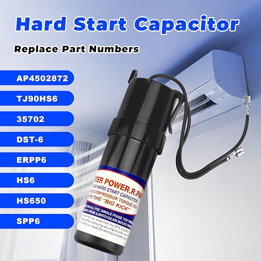 SPP6 Hard Start Capacitor Kit - 500% Torque Increase,115V Thru 288VAC Hard Start kit for air Conditioner Units from 4,000 to