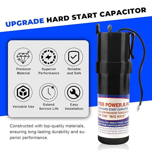 SPP6 Hard Start Capacitor Kit - 500% Torque Increase,115V Thru 288VAC Hard Start kit for air Conditioner Units from 4,000 to