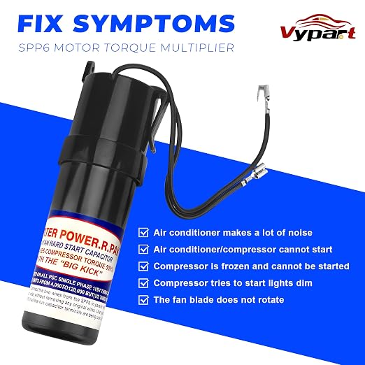 SPP6 Hard Start Capacitor Kit - 500% Torque Increase,115V Thru 288VAC Hard Start kit for air Conditioner Units from 4,000 to