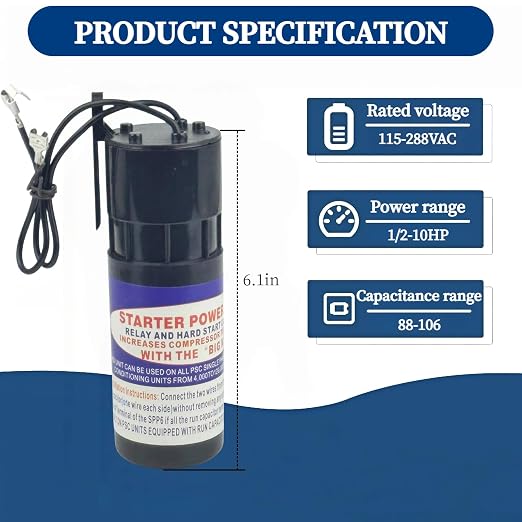 SPP6 Hard Start Capacitor Replacement 115V Thru 288VAC Hard Start kit for air Conditioner Units from