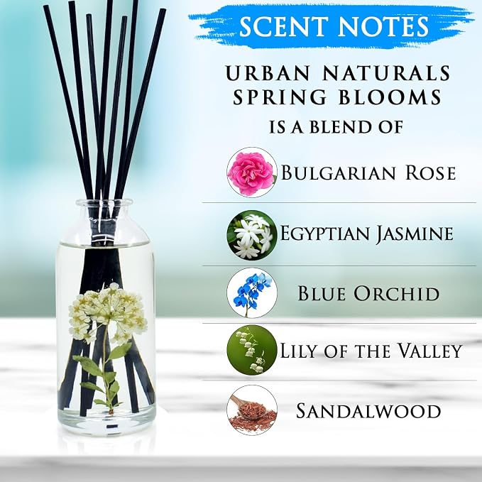 Spring Blooms Scented Reed Diffuser Oil Set | Real Flowers in The Bottle!, alternate product view 3