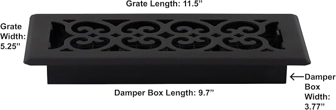 ST410-8 Scroll Design Floor Register, 4x10, Textured Black, 8 Pack, alternate product view 3