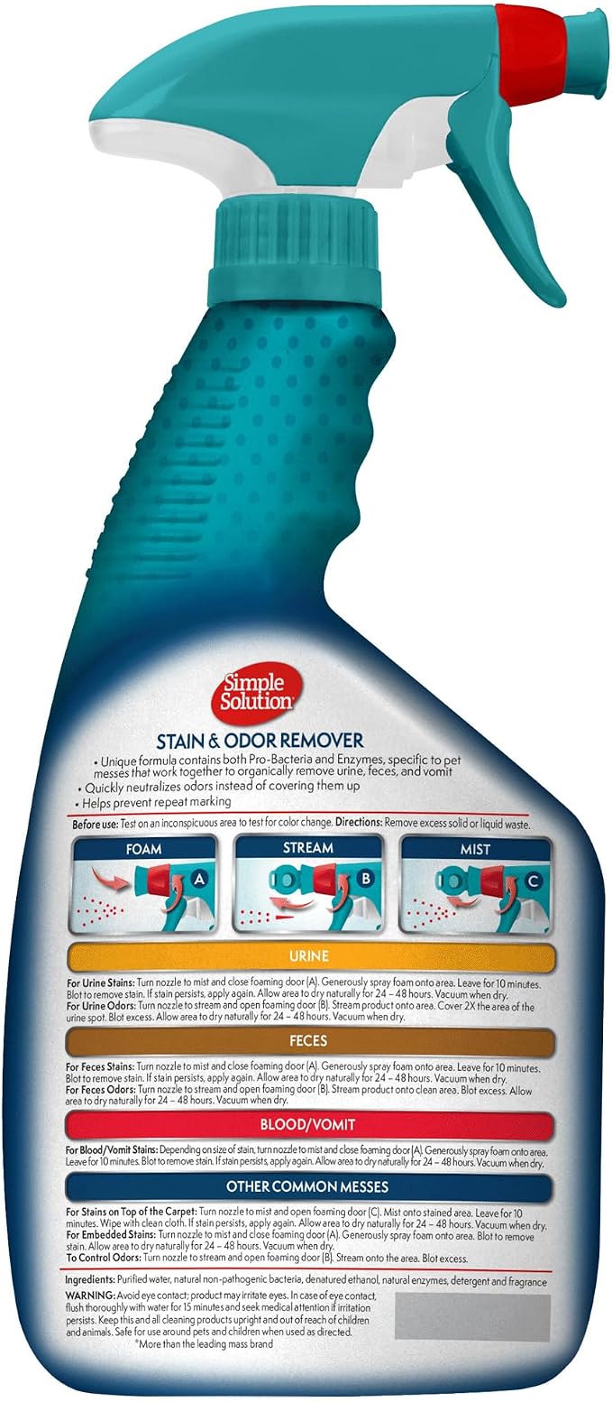 Stain & Odor Eliminator for Pets, Carpet Deodorizer, Enzyme Pet Odor Eliminator for Home, Stain Remover for Cat & Dog Pee