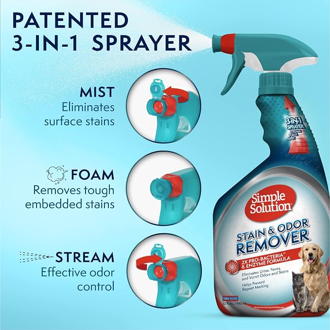 Stain & Odor Eliminator for Pets, Carpet Deodorizer, Enzyme Pet Odor Eliminator for Home, Stain Remover for Cat & Dog Pee