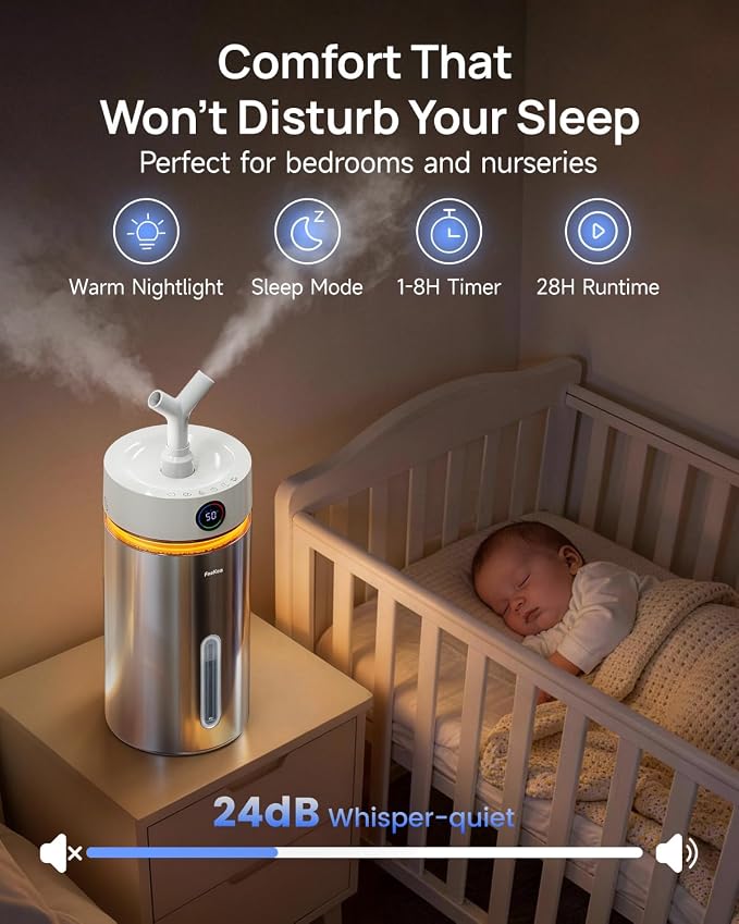 Stainless Steel Humidifier Dishwasher Safe, 6L/1.6Gal Cool Mist Humidifiers for Bedroom, alternate product view 5