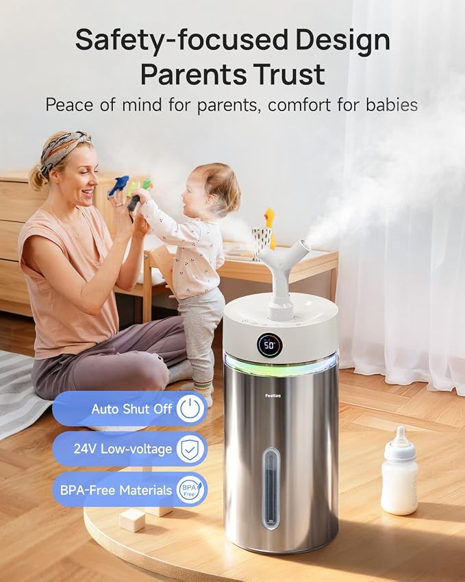 Stainless Steel Humidifier Dishwasher Safe, 6L/1.6Gal Cool Mist Humidifiers for Bedroom, alternate product view 8