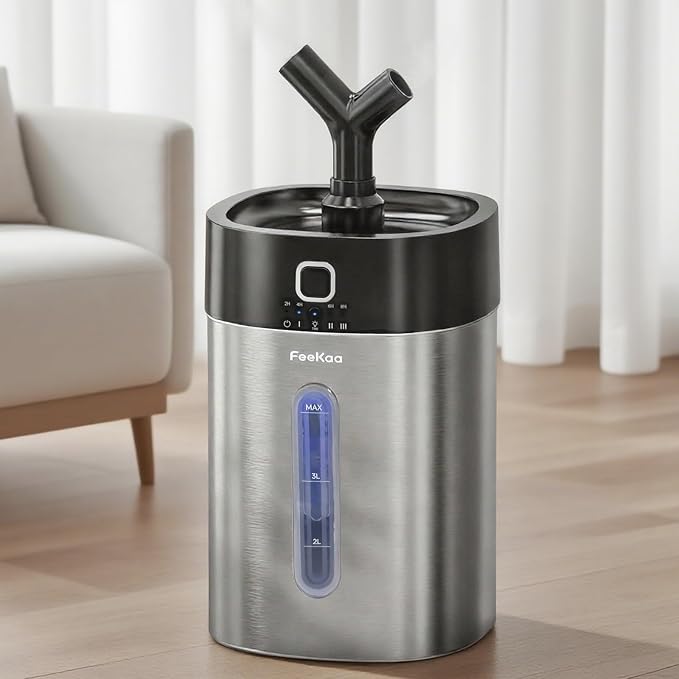 Stainless Steel Humidifier, Easy Clean Dishwasher Safe, 4L/1Gal Cool Mist Humidifiers for Bedroom, Humidifiers for Baby