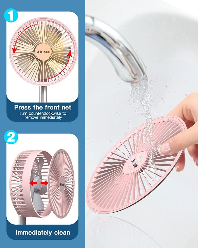 Stand Fan, Folding Portable Telescopic Floor/USB Desk Fan with 7200mAh Rechargeable Battery,4 Speeds Super Quiet, alternate