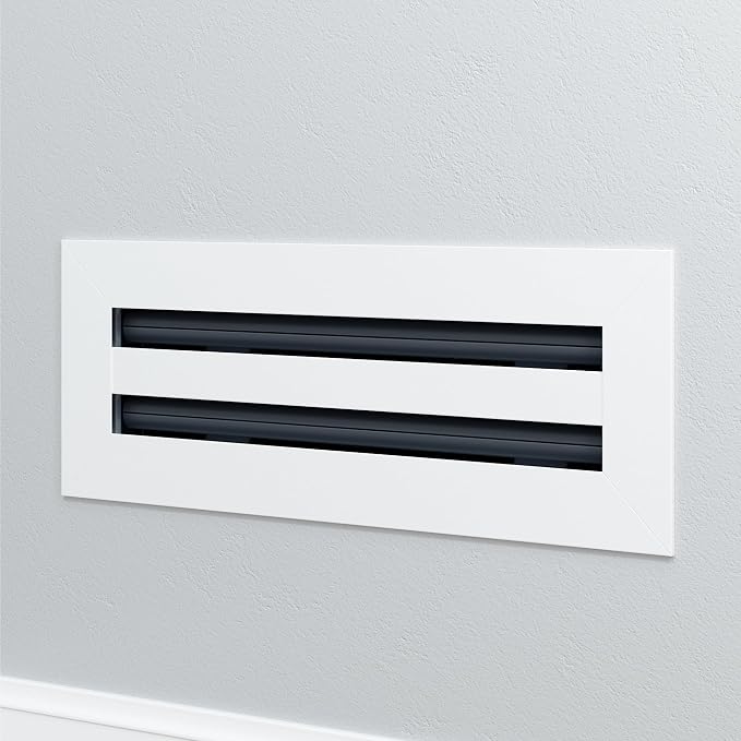 Standard Linear Slot Diffuser - 14" x 4" Duct Opening Cutout - 16" x 6" Matte White AC Vent Cover, alternate product view 2