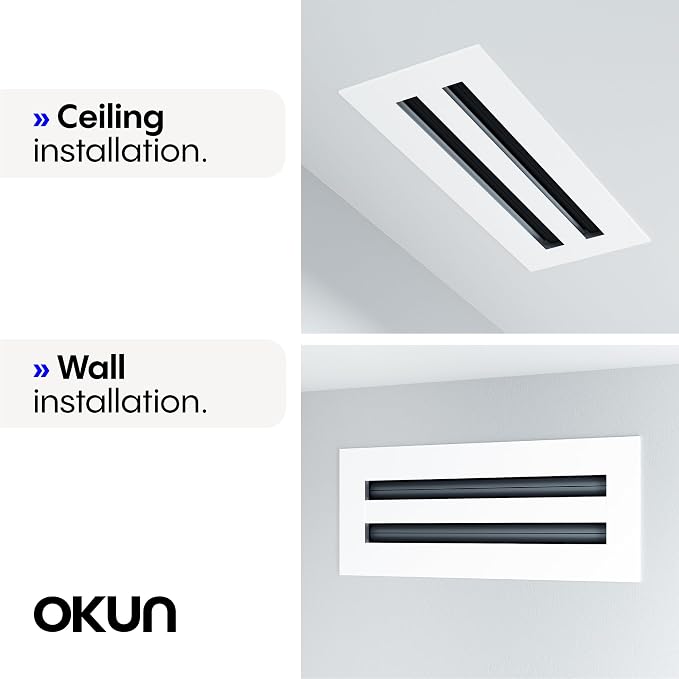 Standard Linear Slot Diffuser - 14" x 4" Duct Opening Cutout - 16" x 6" Matte White AC Vent Cover, alternate product view 3
