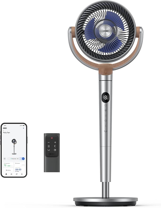 Standing Fan, 120°+120° Smart Oscillating Floor Fans with Wi-Fi/Voice Control, 90 ft Fan For Bedroom, DC Motor Quiet Fans