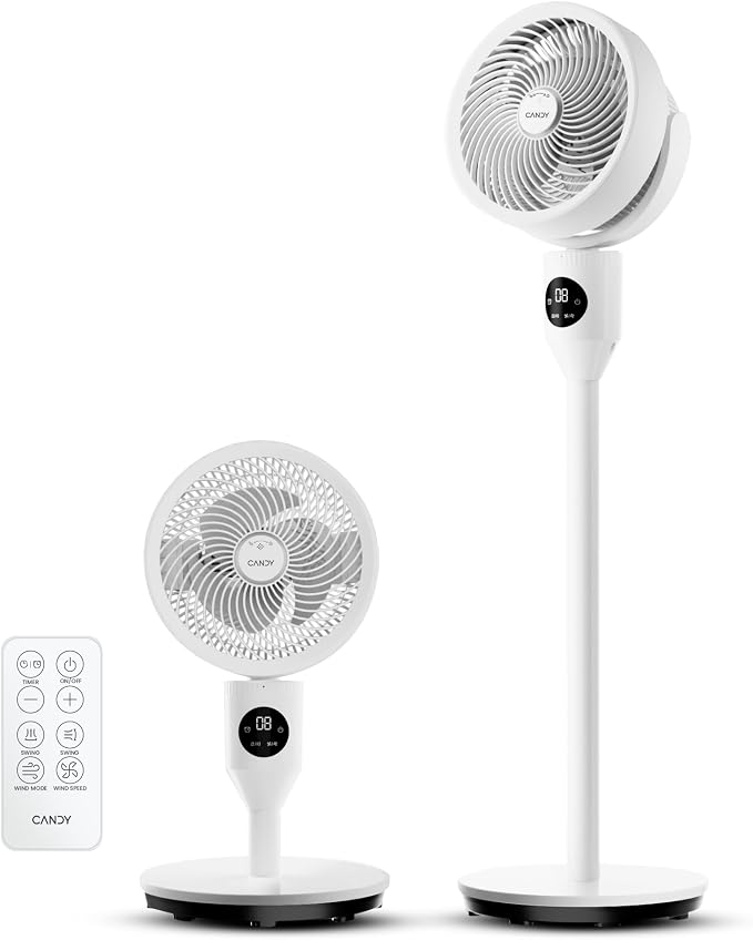 Standing Fan for Bedroom, 3 Heights Adjustable Pedestal Fan with Remote, 90° Oscillating Floor Fan, 8 Speeds & 3 Modes, 25dB