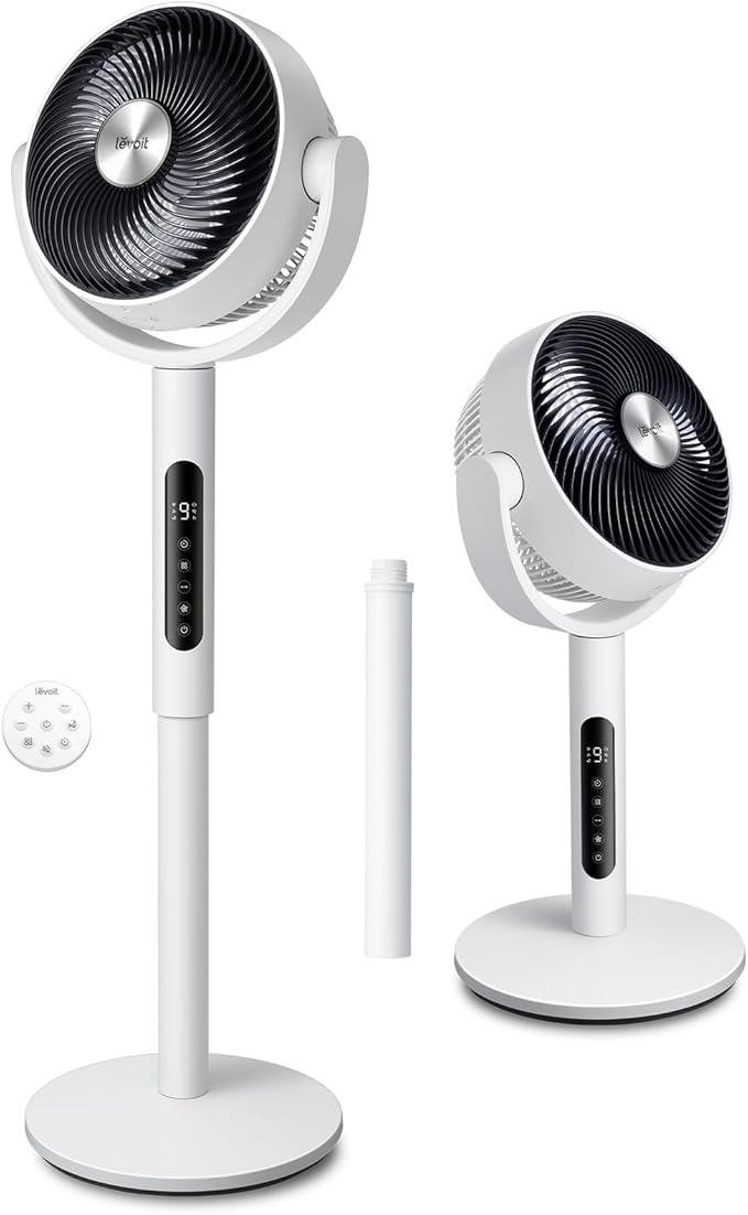 Standing Fan for Bedroom, CirculAir 120° Oscillating, Quiet 20dB, 9 Speeds, 4 Modes, DC Motor, 2 in 1 Pedestal & Tabletop