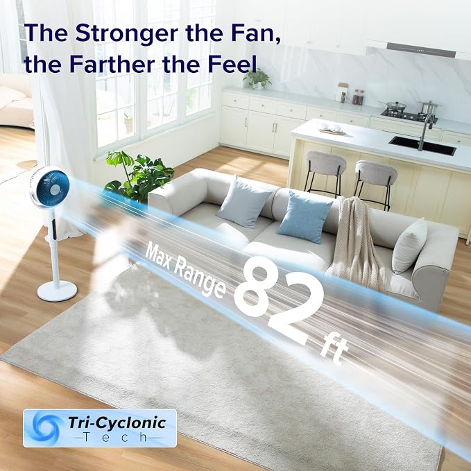 Standing Fan for Bedroom, CirculAir 120° Oscillating, Quiet 20dB, 9 Speeds, 4 Modes, DC Motor, 2 in 1 Pedestal & Tabletop