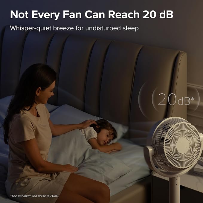 Standing Fan for Bedroom, CirculAir 120° Oscillating, Quiet 20dB, 9 Speeds, 4 Modes, DC Motor, 2 in 1 Pedestal & Tabletop