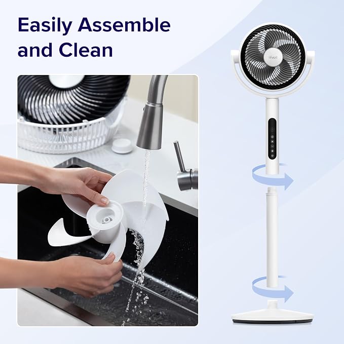 Standing Fan for Bedroom, CirculAir 120° Oscillating, Quiet 20dB, 9 Speeds, 4 Modes, DC Motor, 2 in 1 Pedestal & Tabletop