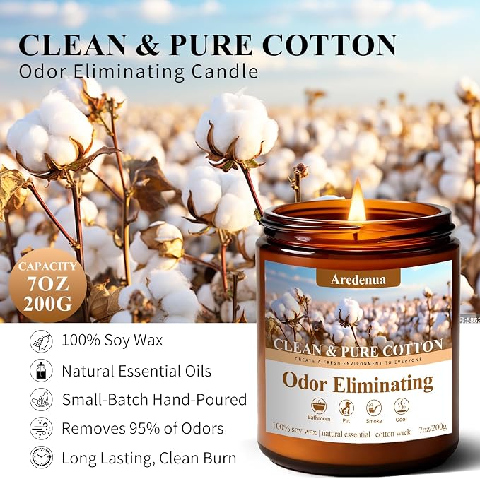 StartJourneyThroughScent Clean & Pure Cotton Odor Eliminating Candles | Eliminates Pet, alternate product view 2