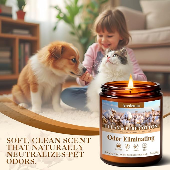 StartJourneyThroughScent Clean & Pure Cotton Odor Eliminating Candles | Eliminates Pet, alternate product view 3