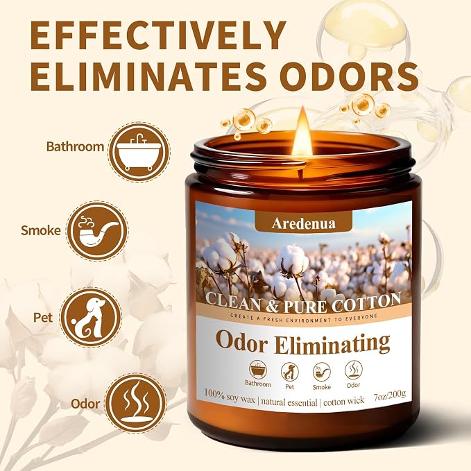 StartJourneyThroughScent Clean & Pure Cotton Odor Eliminating Candles | Eliminates Pet, alternate product view 4