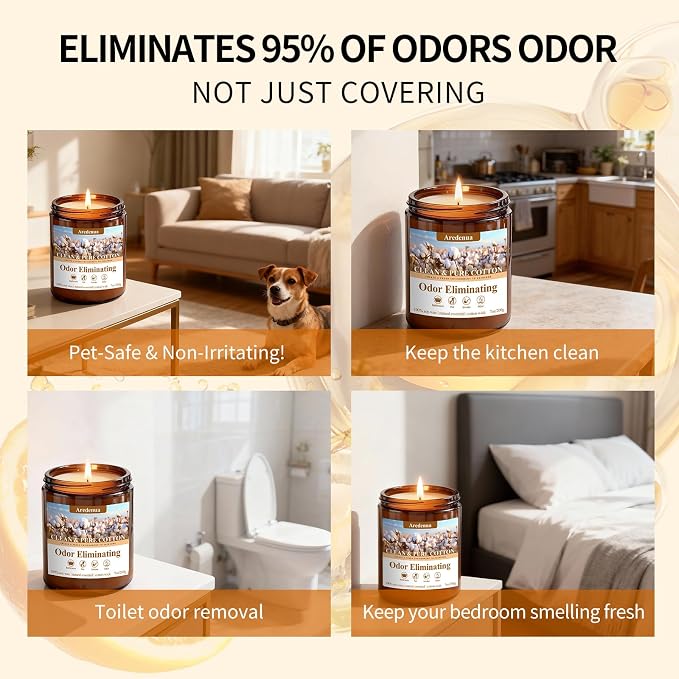 StartJourneyThroughScent Clean & Pure Cotton Odor Eliminating Candles | Eliminates Pet, alternate product view 5