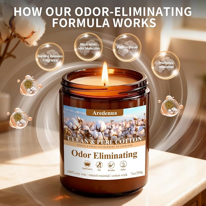 StartJourneyThroughScent Clean & Pure Cotton Odor Eliminating Candles | Eliminates Pet, alternate product view 6