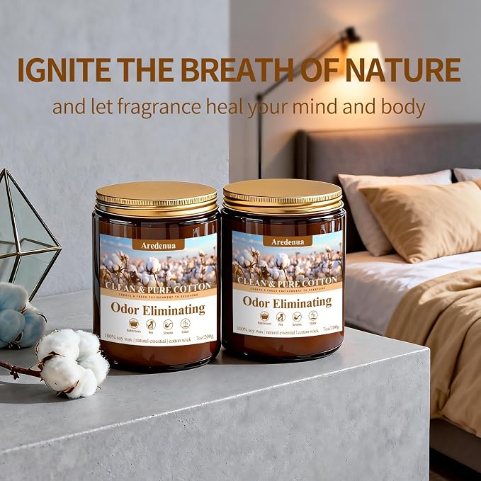 StartJourneyThroughScent Clean & Pure Cotton Odor Eliminating Candles | Eliminates Pet, alternate product view 7