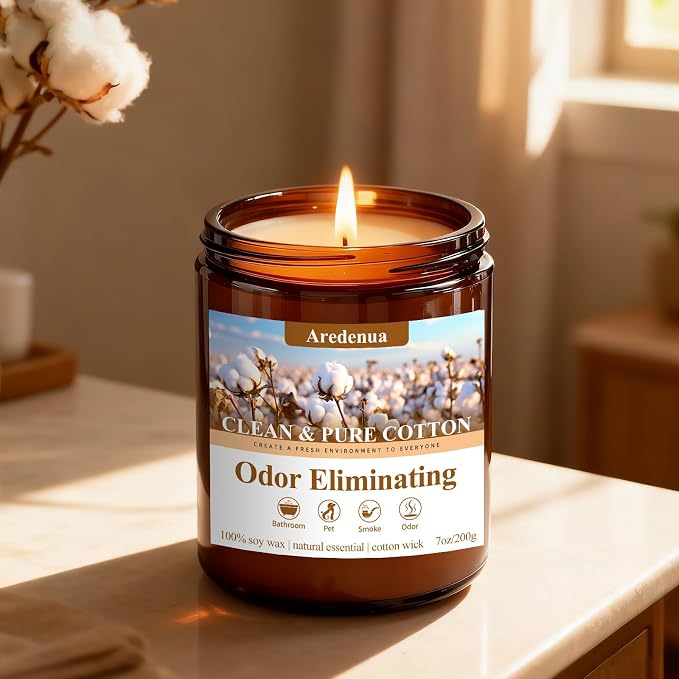 StartJourneyThroughScent Clean & Pure Cotton Odor Eliminating Candles | Eliminates Pet, alternate product view 8