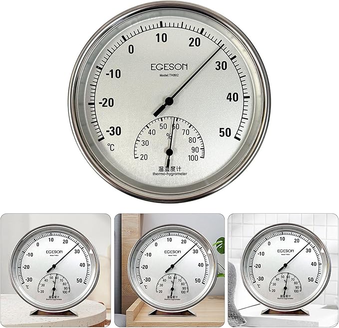 Steel Thermohygrometer Thermometers Hygrometer Round Shape For Measuring Temperature & Humidity In Indoor & Outdoor
