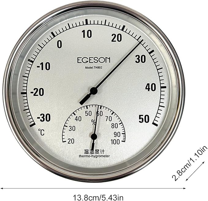 Steel Thermohygrometer Thermometers Hygrometer Round Shape For Measuring Temperature & Humidity In Indoor & Outdoor