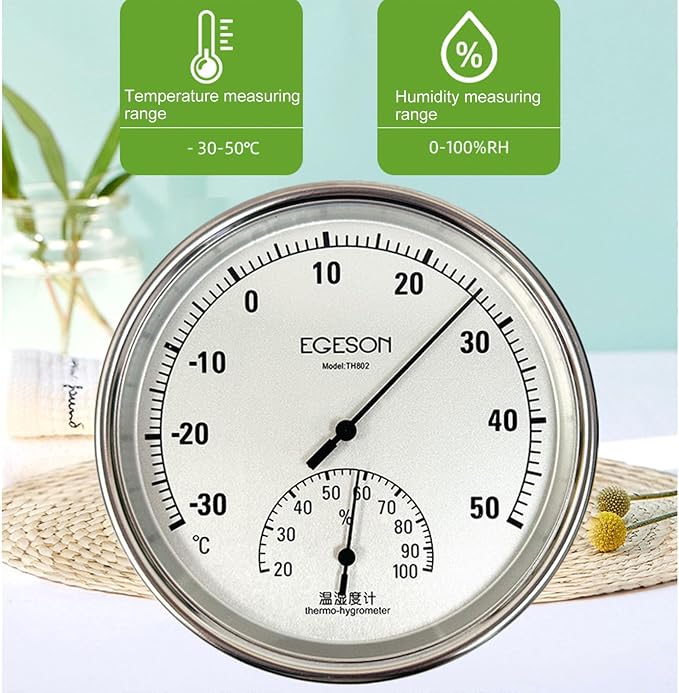 Steel Thermohygrometer Thermometers Hygrometer Round Shape For Measuring Temperature & Humidity In Indoor & Outdoor