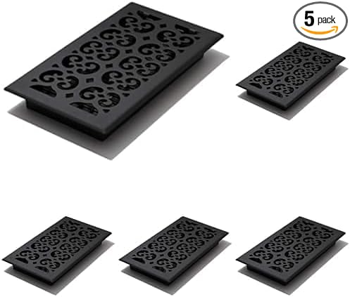 STH612 Classic Collection Floor Register, 6x12 Inches, Textured Black (Pack of 5), product image