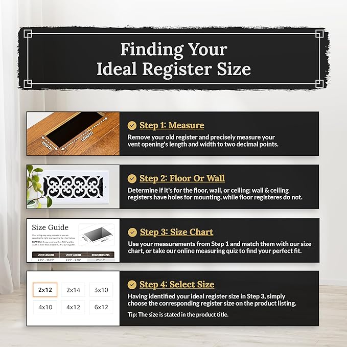 STH612 Classic Collection Floor Register, 6x12 Inches, Textured Black (Pack of 5), alternate product view 5