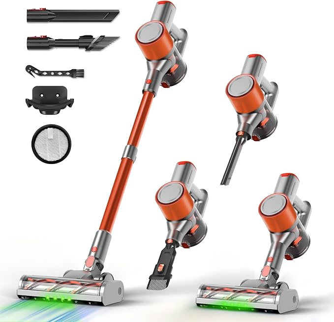 Stick Cordless Vacuum Cleaner - Lightweight Handheld Vacuum with Self Standing, Removable Battery with 45min Running Time