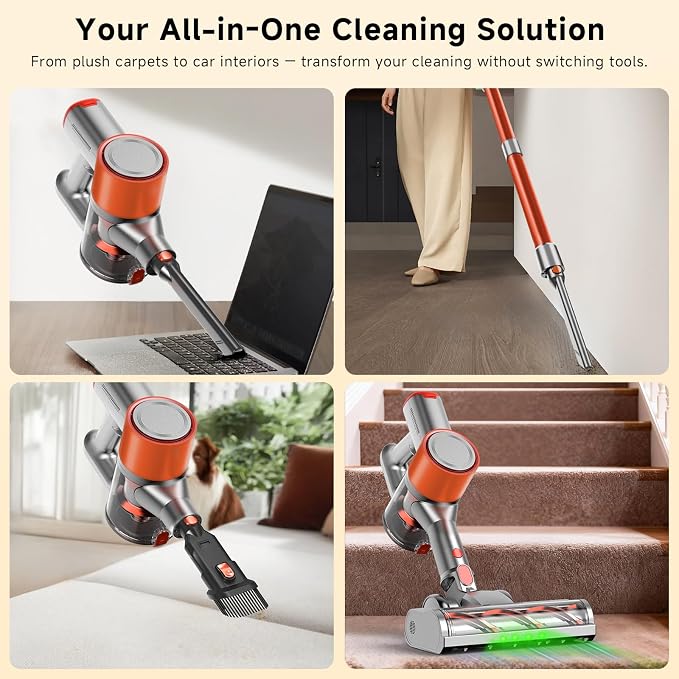 Stick Cordless Vacuum Cleaner - Lightweight Handheld Vacuum with Self Standing, Removable Battery with 45min Running Time