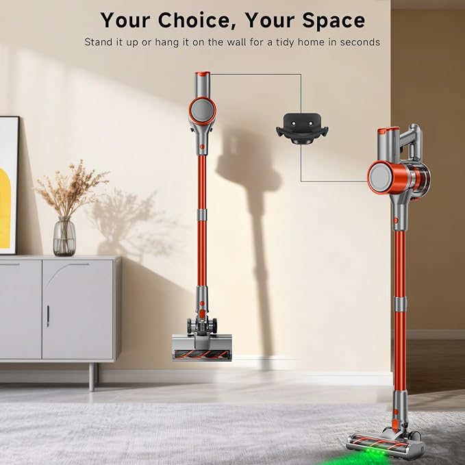 Stick Cordless Vacuum Cleaner - Lightweight Handheld Vacuum with Self Standing, Removable Battery with 45min Running Time