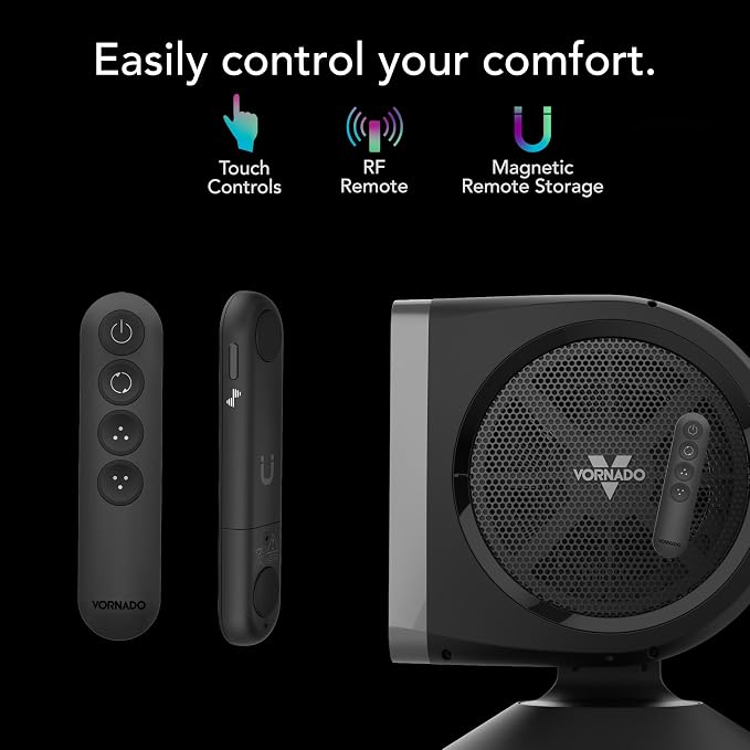 STRATA 8T Oscillating Table Fan with Remote, Energy Efficient DC Motor, Removable Grille, Pivoting Head, 10 Electric Fan